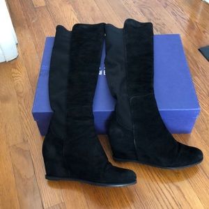 Stuart Weitzman Semi Suede black wedge boots